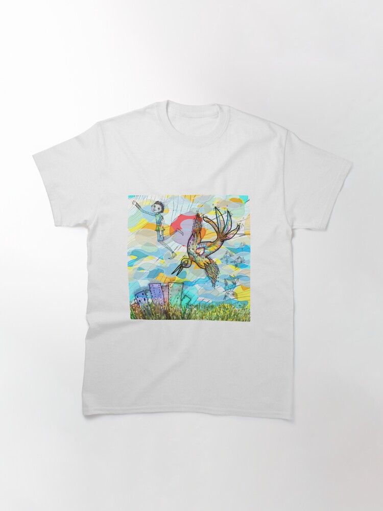 Thumbnail 2 of 7, Classic T-Shirt, The Boy, The Bird and the Flying Dream (II) designed and sold by Arema Arega.
