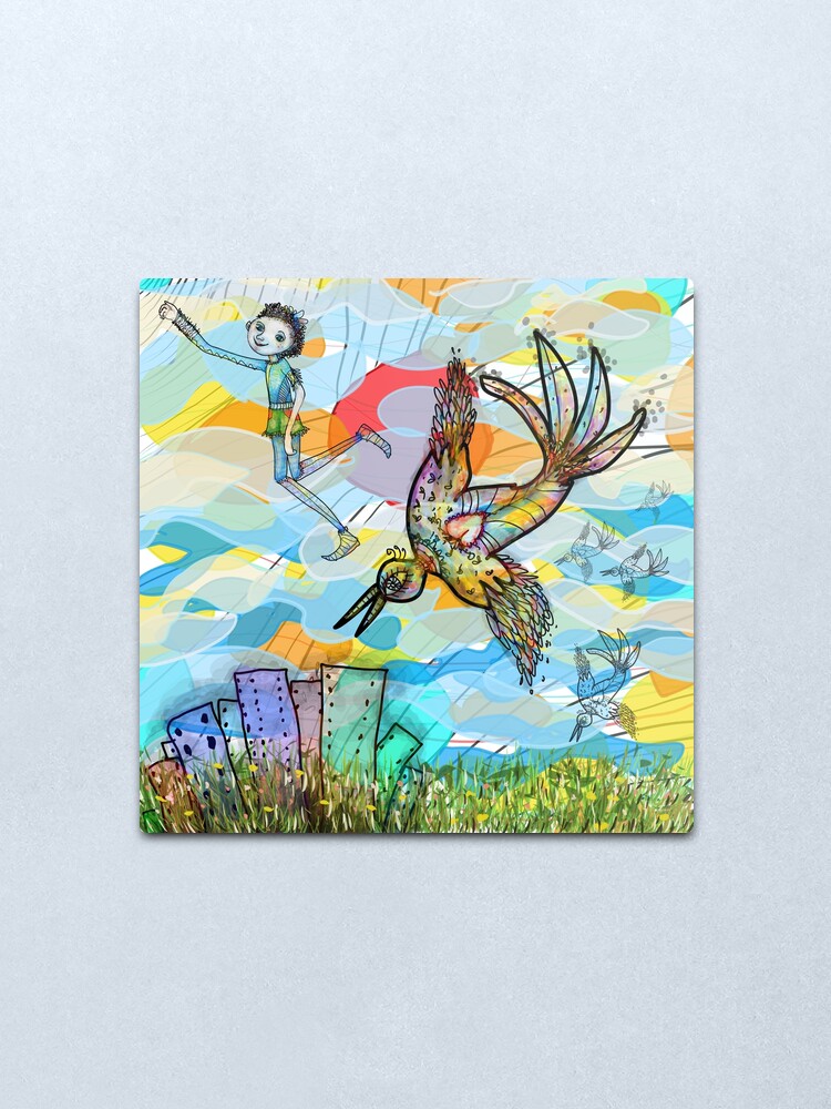 Alternate view of The Boy, The Bird and the Flying Dream (II) Metal Print