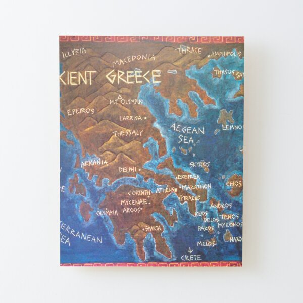 Map of Ancient Greece Wood Mounted Print