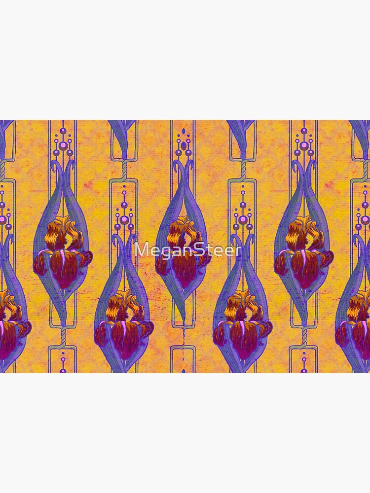 Art Nouveau Irises in Russet, Purple and Yellow by MeganSteer
