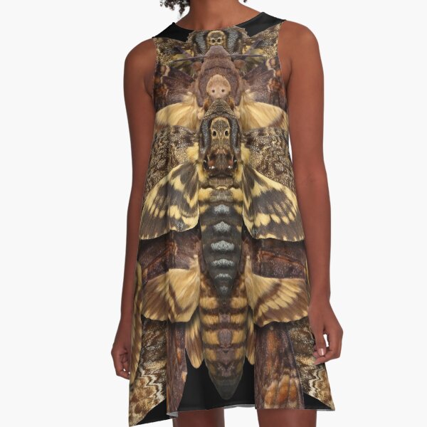 Death's Head Moth Mandala - Symmetrical A-Line Dress