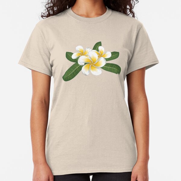 White plumeria with leaves Classic T-Shirt
