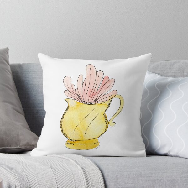 Item preview, Cute Watercolor illustration. Golden pitcher with pink leaves. designed and sold by PandaAvenue.