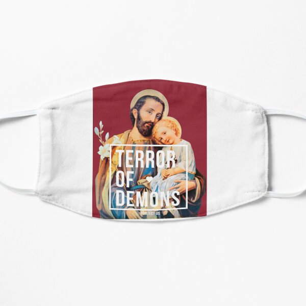 Saint joseph terror of demons protect us Flat Mask