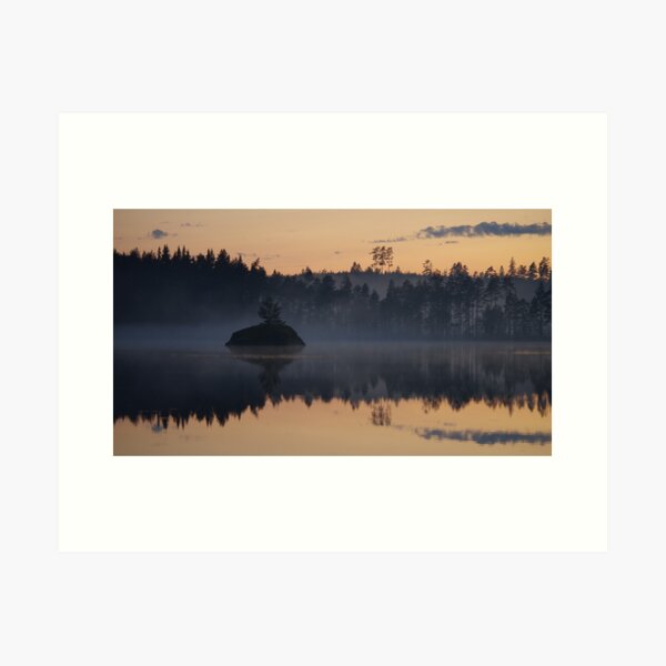 Night Mist on a Finnish Lake Art Print