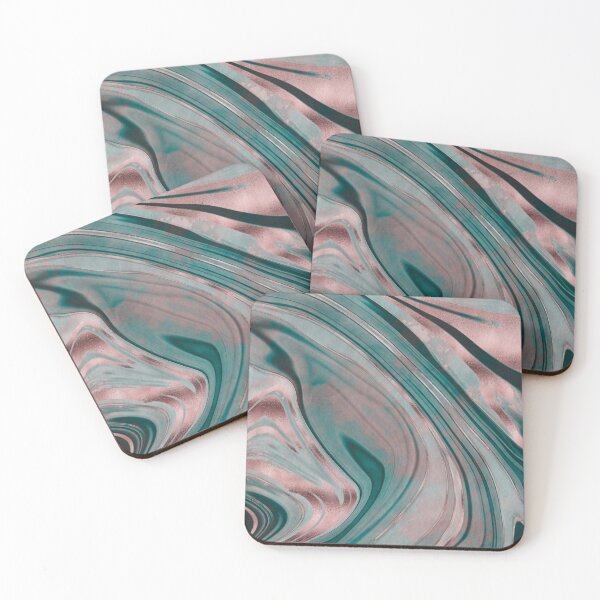 Item preview, Rose Gold Teal Marbled Gemstone designed and sold by artsandsoul.