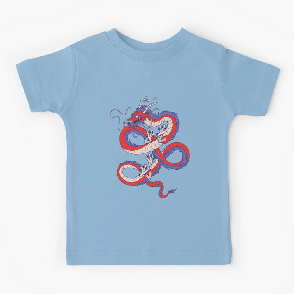 red blue chinese dragon  Kids T-Shirt by pirminio