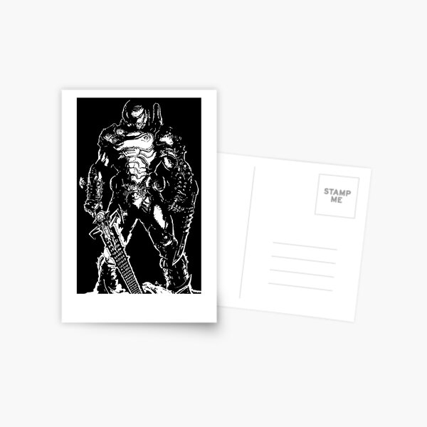 "Doom Guy Black and White only" Postcard for Sale by csweeney Redbubble