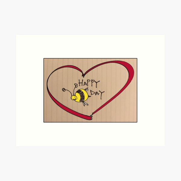 HAPPYBEEDAY HEART Art Print