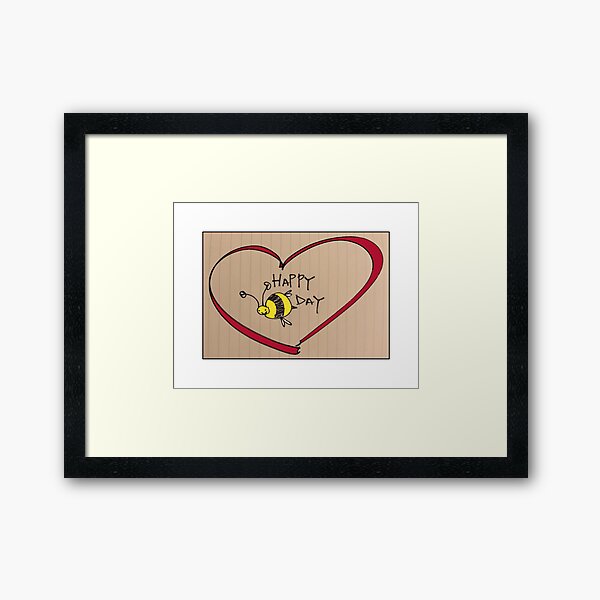 HAPPYBEEDAY HEART Framed Art Print
