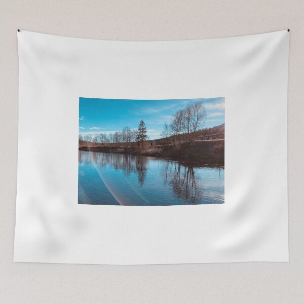 Item preview, Beautiful mountains river and blue sky in Sweden designed and sold by Sasas Design.