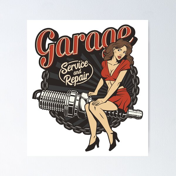 Rockabilly Garage Poster, Hot Rod Pinup Girl Man Cave Art, Retro Garage  1950s Wall Display Classic Car Gas Station, Sexy Pinup Girl Gift -   Canada