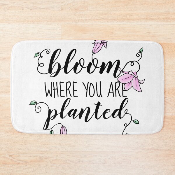 Item preview, Bloom where you are planted, typography, pink lilies designed and sold by Sofia Dimitriadou.