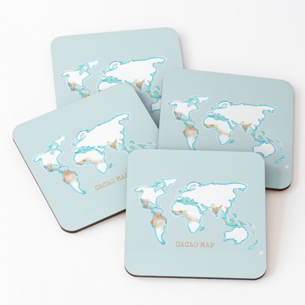 Item preview, Map of cacao origin aqua/camel designed and sold by Little Treats.
