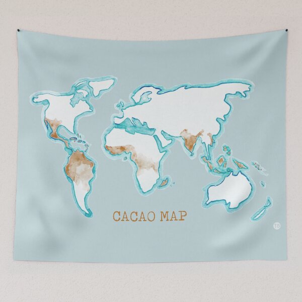Item preview, Map of cacao origin aqua/camel designed and sold by Little Treats.