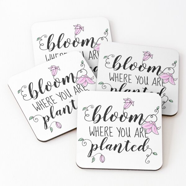 Item preview, Bloom where you are planted, typography, pink lilies designed and sold by Sofia Dimitriadou.