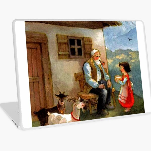 Heidi and her grandfather in front of their chalet. Laptop Skin