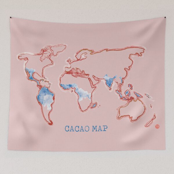 Item preview, Map of cacao origin red/blue designed and sold by Little Treats.