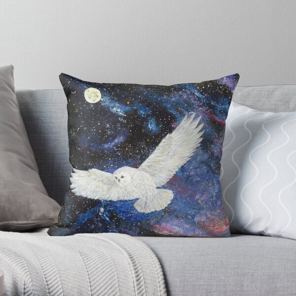 White owl, art print from one of my paintings Throw Pillow