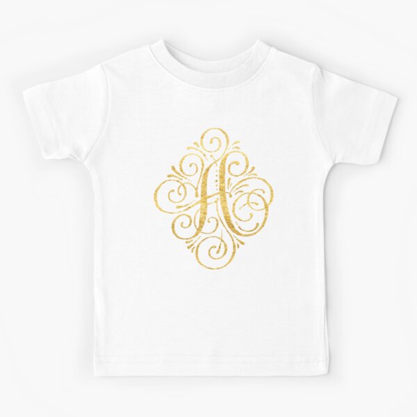 Golden Monogram Letter M | Kids T-Shirt