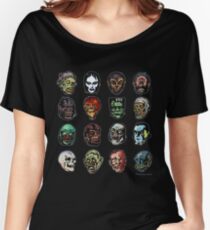 Camiseta ancha para mujer Horror Movie Monster Masks (color)