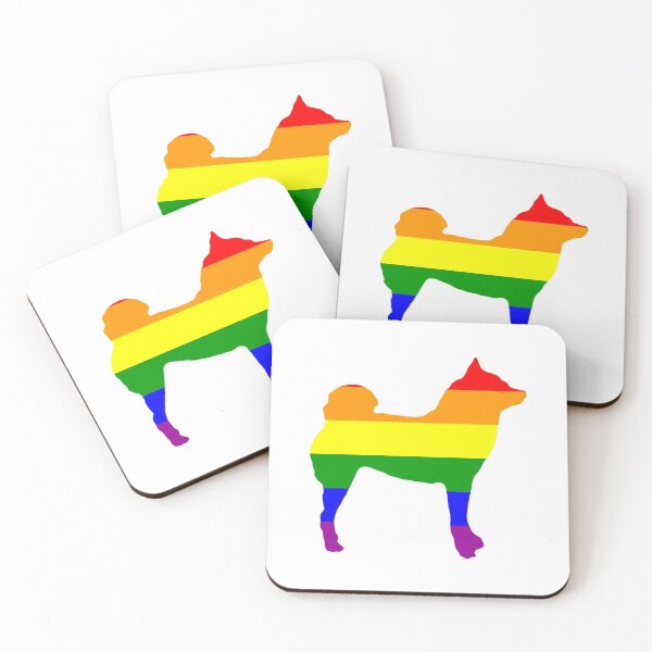 Item preview, Lilly the Shiba Inu Silhouette - Rainbow Pride Flag on White designed and sold by shibalilly.