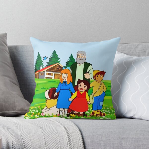Heidi and her relatives in front of the chalet. Throw Pillow