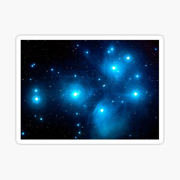 The Pleiades Star Cluster (M45) in the Constellation of Taurus, the Bull. Sticker