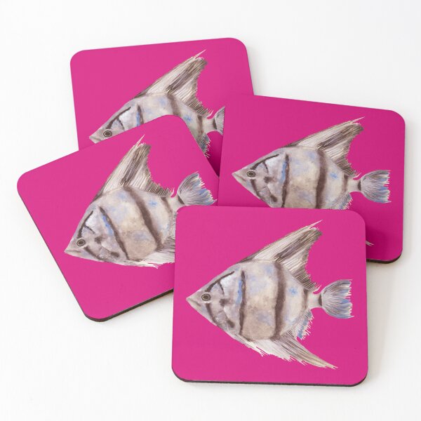Item preview, Vibrant Angel Fish Design on bright pink background designed and sold by Cheryl Tipple-Trepat.