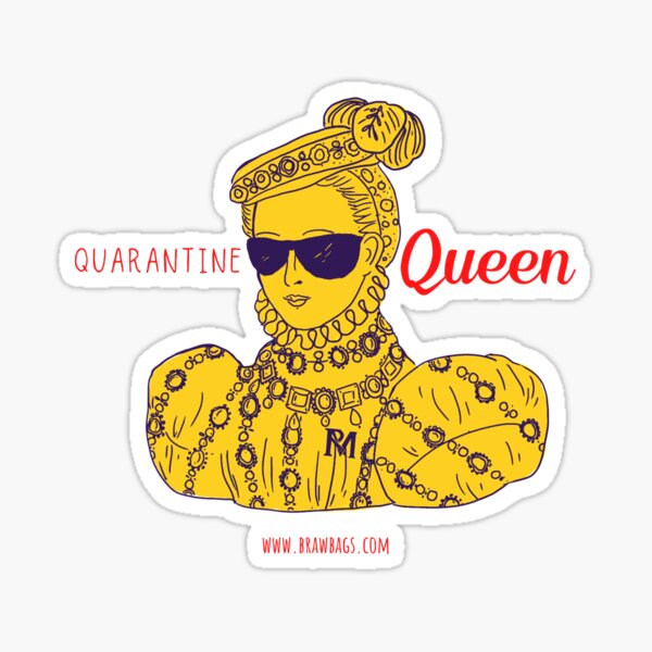 Quarantine Queen - Pop of Color Mustard/Cherry Sticker