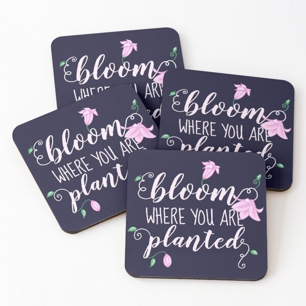 Item preview, Bloom where you are planted, typography, pink lilies designed and sold by Sofia Dimitriadou.