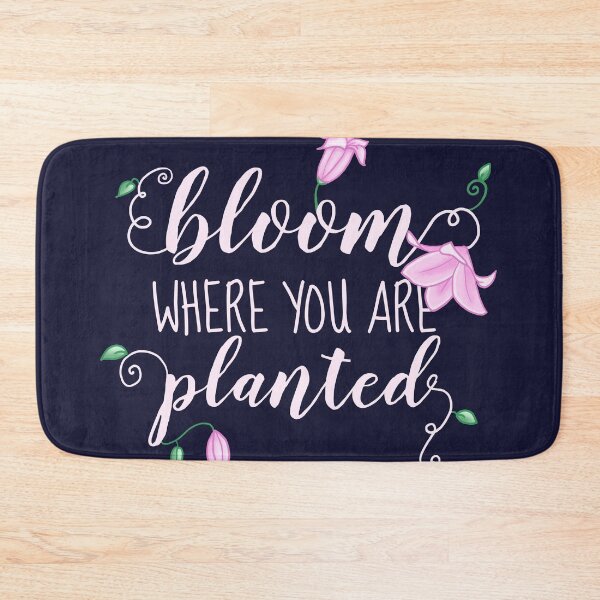 Item preview, Bloom where you are planted, typography, pink lilies designed and sold by Sofia Dimitriadou.
