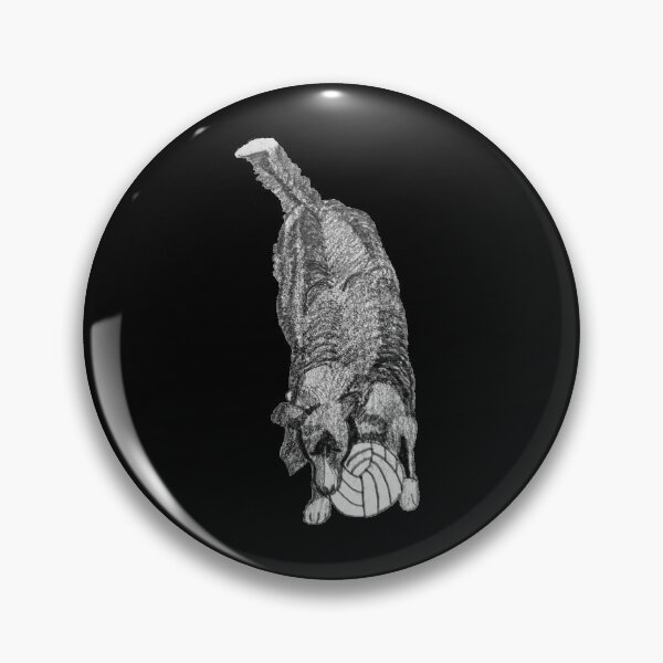Item preview, Hand Drawn Pencil Drawing of Border Collie Playing Ball on Black designed and sold by Karen McFarland.