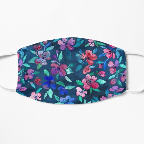 Southern Summer Floral - navy + colors Flat Mask
