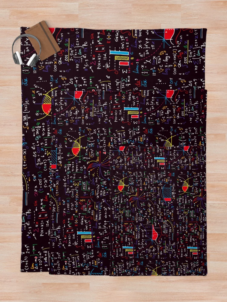 Thumbnail 5 of 6, Throw Blanket, Colorful Math Formulas designed and sold by BluePlanet.