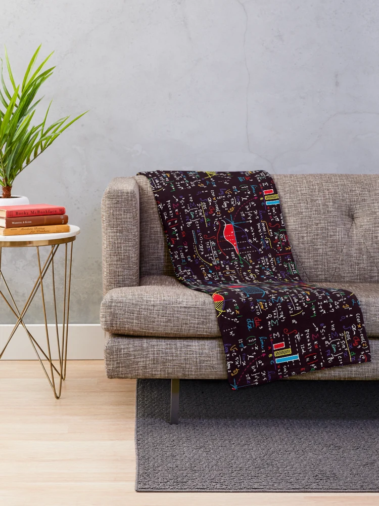 Thumbnail 2 of 6, Throw Blanket, Colorful Math Formulas designed and sold by BluePlanet.