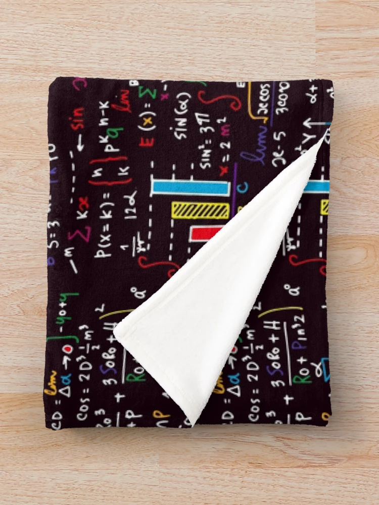 Thumbnail 3 of 6, Throw Blanket, Colorful Math Formulas designed and sold by BluePlanet.