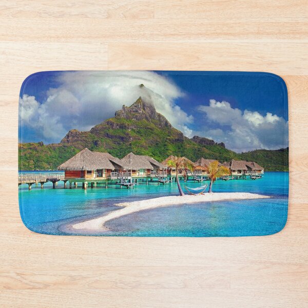 Item preview, Tropical Paradise Blue Ocean huts and hammock designed and sold by MindChirp.