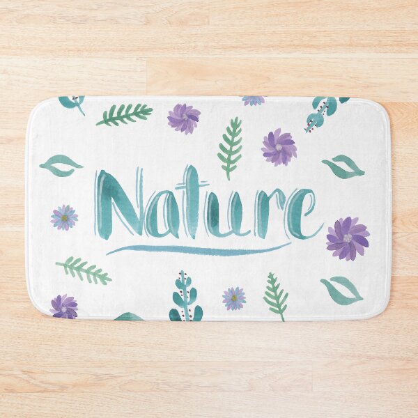 Item preview, Watercolor Brush Lettering - Nature with Leaves and Flowers on White designed and sold by Karen McFarland.