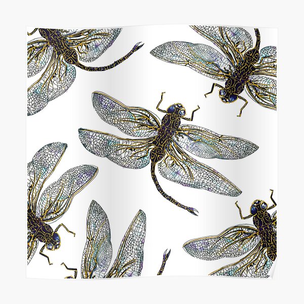 Golden Dragonflies Posters | Redbubble
