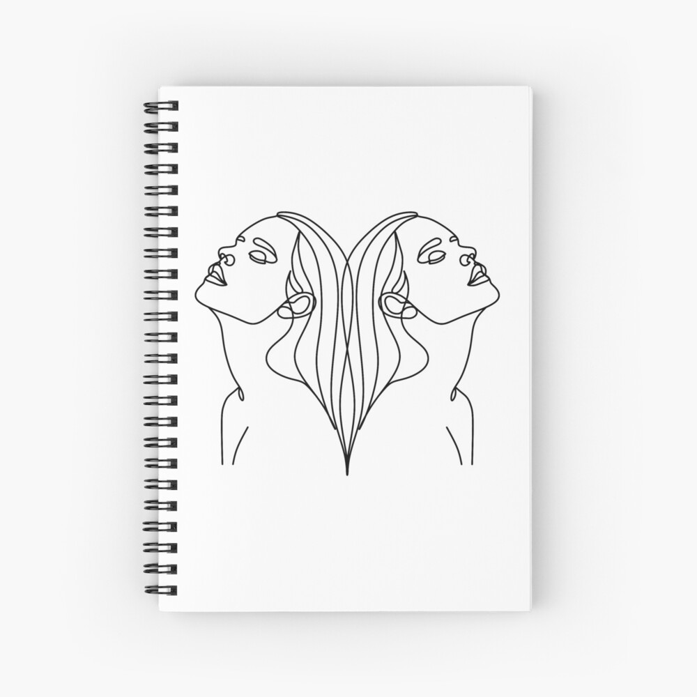 Gemini Horoscope Sign Zodiac Symbol Two Girls Face Twins Women Together Two Identical Female Line Art Linear Drawing Art Print By Onelineprint Redbubble