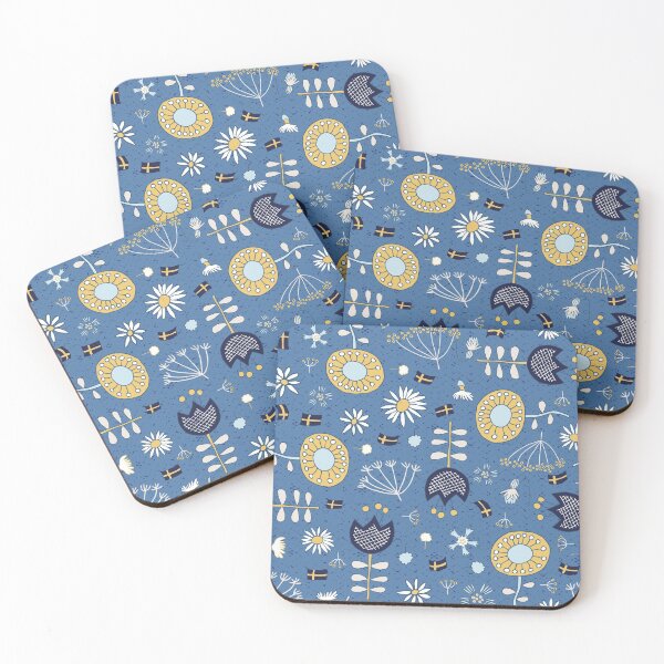Item preview, Swedish flowers in yellow, white and blue designed and sold by colorofmagic.