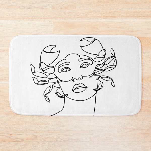 Item preview, cancer horoscope sign, zodiac symbol, girl with crab face mask on face, line art woman. Minimalist art designed and sold by OneLinePrint.