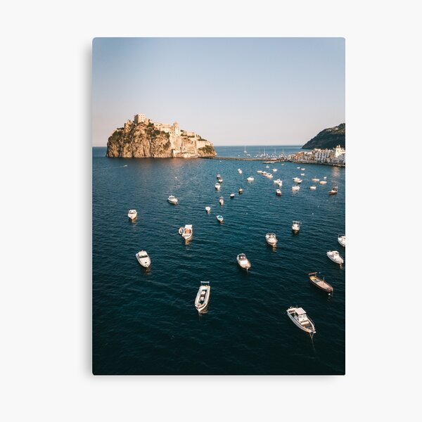Ischia castle (Castello Aragonese) bird's eye (drone) view Canvas Print
