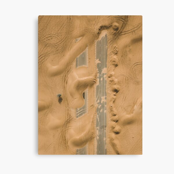 Dubai dessert road covered in sand Canvas Print