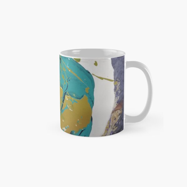 "Space Invader" Aqua Green, Purple and White Geometric/Lyrical Abstract Art Galaxy - Jenny Meehan Classic Mug
