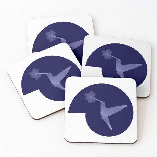 Aperçu de l'œuvre Colibri heureux et spirale bleue fractale (sur blanc) créée et vendue par Davey's Designs.