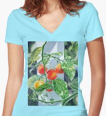 Cherry Tomatoes Women's Fitted V-Neck T-Shirt