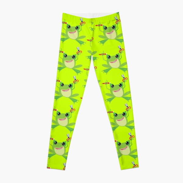 frog with a felt-tip pen and scissors in hand ready for handwork Leggings