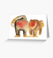 Valentine's Day Abstract Love Monkeys T-Shirt Grußkarte